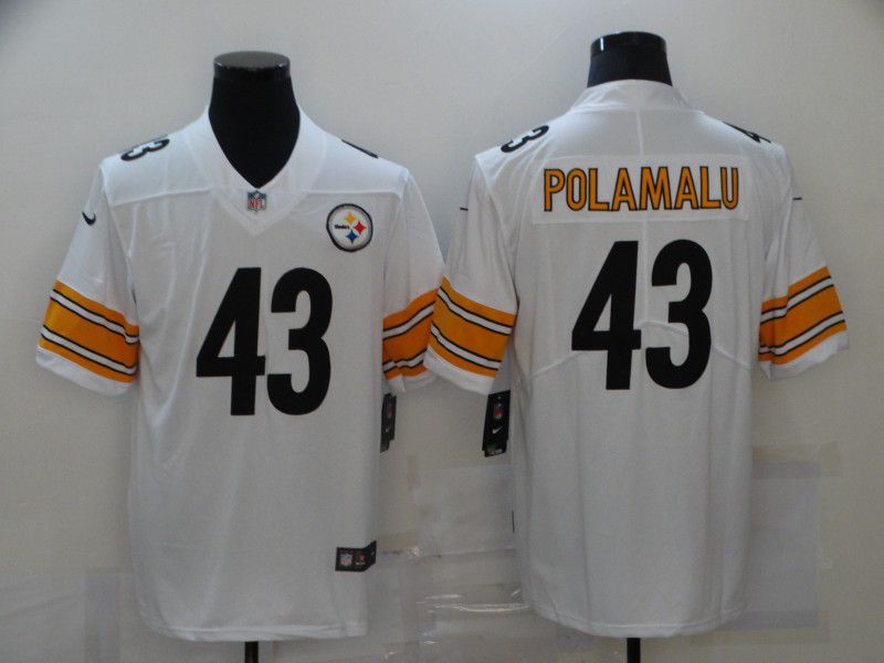 Men Pittsburgh Steelers 43 Polamalu White Nike Vapor Untouchable Limited 2020 NFL Nike Jerseys